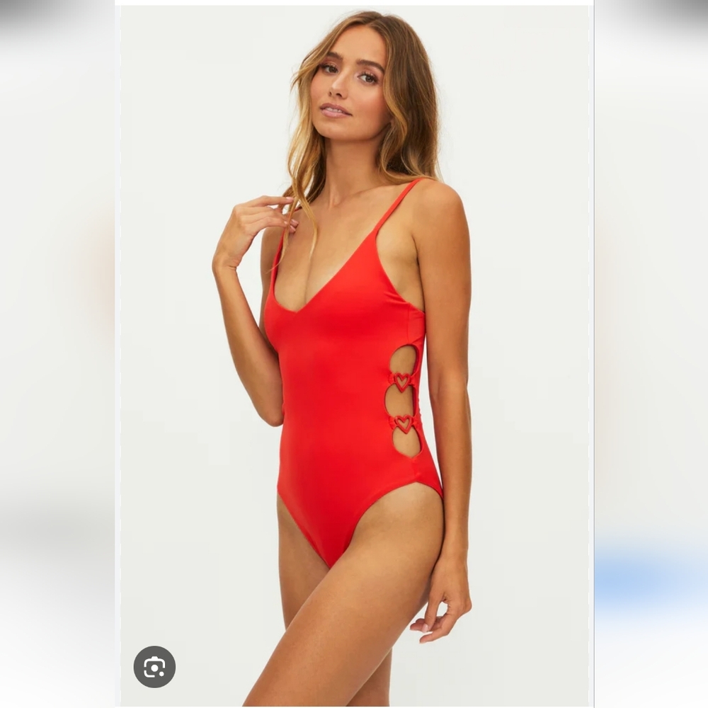 Beach Riot Red Heart-Cut One-Piece Swimsuit